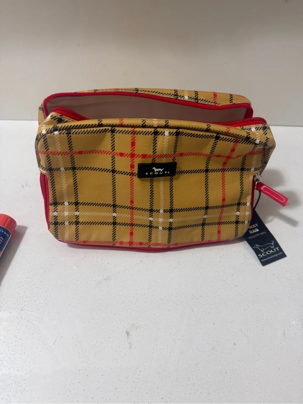 Polyester toiletry bag, SCOUT 3-Way Bag in Burrrberry plaid pattern